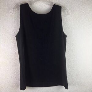 CHICO’S Black Tank with thin straps. No neck tag. 19” pit to pit. Scoop neck